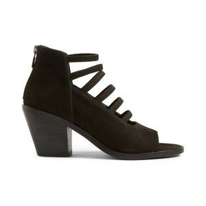 new$300 EILEEN FISHER James Strappy SAVY Sandal BOOT BLOCK BLACK NUBUCK 7.5 (M37